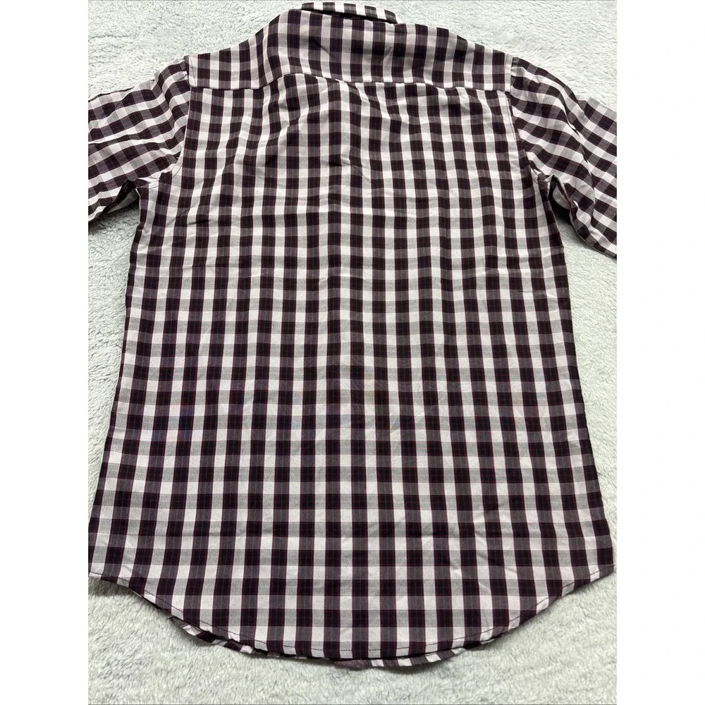 Tailorbyrd Boys Lux‎ Performance Gingham Button Down Shirt Wine L 14-16 B24522LS